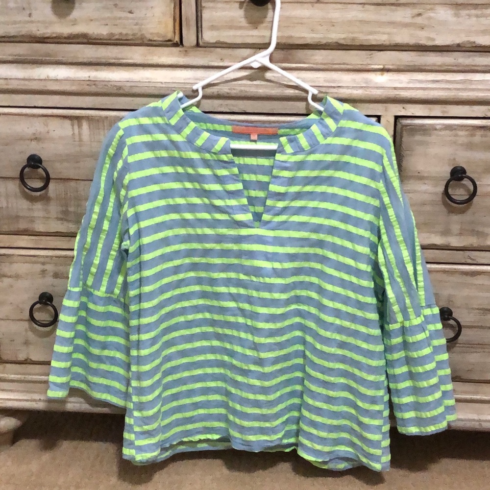 VILAGALLO 💚 Seersucker Striped Shirt - Size 44=10 (Medium)  Almost NEW!